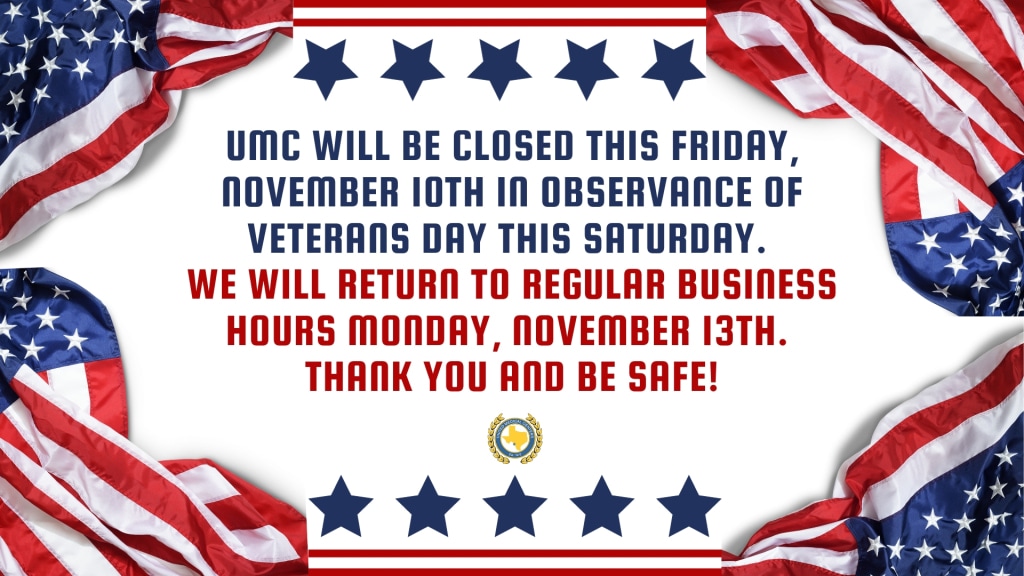 WE WILL BE CLOSED FRIDAY, NOVEMBER 10TH, IN OBSERVANCE OF VETERANS DAY. THANK YOU!